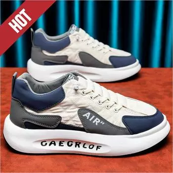 Мужская обувь Кроссовки Мужская мужская повседневная обувь Tenis Роскошные кожаные туфли Гоночная дышащая обувь Модные лоферы Кроссовки на плоской подошве для мужчин 39 чёрный