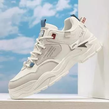 Мужская обувь Кроссовки Мужская повседневная обувь Досуг Роскошные мужские кроссовки для ходьбы Массивные кроссовки для мужчин Спортивная обувь для бега Мужская обувь 44 белый