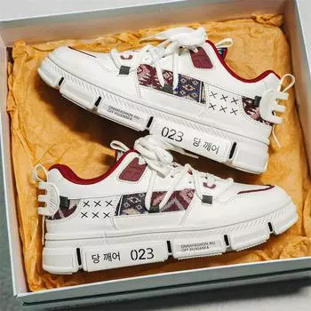 Мужская обувь Кроссовки Мужская повседневная обувь Дышащая удобная обувь для отдыха Роскошные массивные кроссовки для мужчин Спортивная обувь для бега Обувь 44 красный