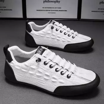 Мужская Обувь Кроссовки, Мужская, Повседневная Обувь, Теннис, Роскошная Кожаная Обувь, Гонка, Дышащая Обувь, Модные Лоферы, Квартиры, Мокасины, Для Мужчин 39 чёрный