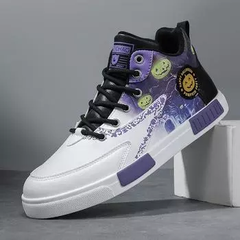 Мужская обувь Кроссовки Мужская повседневная обувь Высокие роскошные мужские кроссовки для ходьбы Трендовая хип-хоп обувь для мужчин Кроссовки Мужская обувь 39 фиолетовый