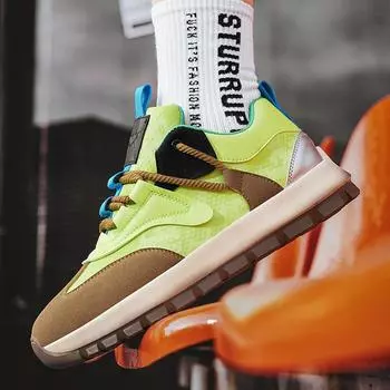 Мужская обувь кроссовки мужские весна и осень повседневные ретро корейская версия прилив четыре сезона обувь платформа подростковые папы кроссовки 39