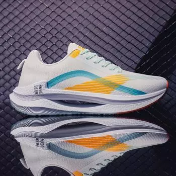 Мужская обувь Кроссовки на воздушной подушке Дышащая спортивная обувь для мужчин на шнуровке Кроссовки для бега Удобная повседневная обувь для ходьбы 37 белый