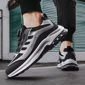Мужская обувь Кроссовки с вращающимися кнопками Кроссовки без шнуровки Кроссовки для бега на весну и осень Кроссовки с сетчатой дышащей подошвой Повседневная обувь на платформе 39