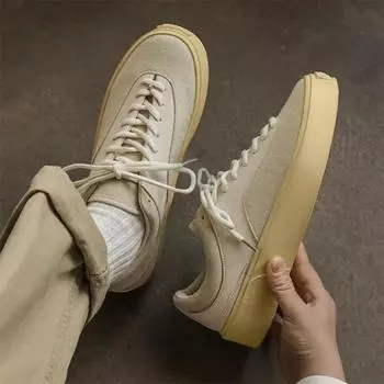 Мужская обувь Кроссовки Весна Новые парусиновые туфли Студенческие низкие повседневные спортивные туфли с толстой подошвой, увеличивающие рост, трендовые туфли для скейтбординга 39 бежевый