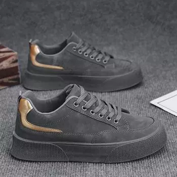 Мужская обувь кроссовки весна осень новые нескользящие шнурованные скейтборд обувь мода удобные уличные корейские кроссовки 39 серый