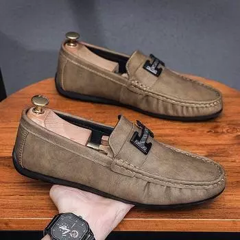 Мужская обувь Kuaishou Reds Повседневная обувь Doudou Духовное общество Парень Ленивая мода Личность Корейская версия Маленькие кожаные туфли Модная обувь 39 чёрный