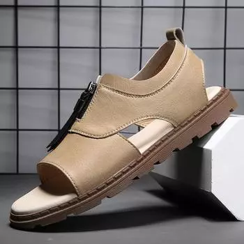 Мужская обувь, летние новейшие стильные сандалии для мужчин, нескользящие, дышащие, из натуральной кожи, повседневная модная обувь, пляжные тапочки для мужчин 38