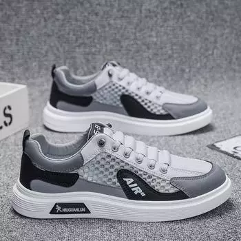 Мужская обувь: Летние новые туфли с большой сетчатой пластиной 2025 года, модный тренд, универсальные, нескользящая сетка, дышащая повседневная обувь, модная обувь 39