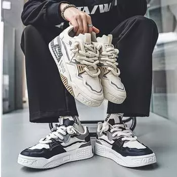 Мужская обувь Летние повседневные кроссовки Обувь для скейтборда Модные дышащие туфли на плоской подошве Белые туфли Студенческая спортивная обувь Спортивная обувь для ходьбы 39 чёрный