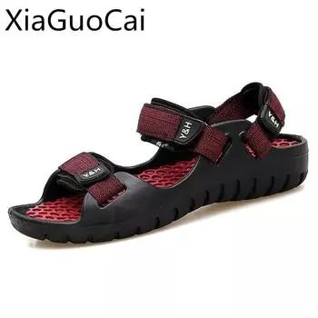 Мужская обувь Летние сандалии 2018 Новый тренд Римская пляжная обувь Вьетнамские сандалии для мальчиков Младшие школьники Мальчики 7 хаки