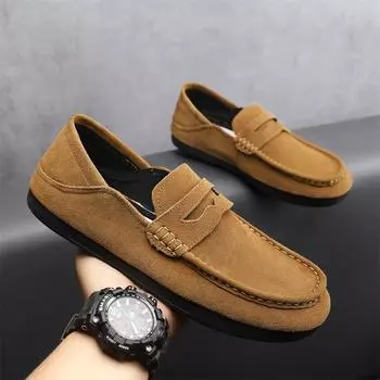 Мужская обувь, летняя, деловая, повседневная, без застежек, кожаные туфли Gommino Lazy Driving 39 хаки