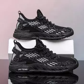 Мужская обувь летняя дышащая 2024 новые мужские повседневные кроссовки мужские сетчатые спортивные туфли мужские летающие плетеные туфли прилив 39