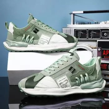 Мужская обувь летняя дышащая 2025 новая сетчатая спортивная повседневная беговая дизайнерская нишевая папа универсальная модная обувь 39 белый