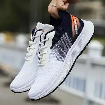 Мужская обувь летняя дышащая 2025 новая тенденция универсальная мужская спортивная беговая повседневная сетчатая обувь тонкая модная обувь 39 чёрный