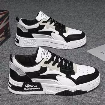 Мужская обувь, летняя, дышащая, черно-белая, панда, обувь для досок, мужская, повседневная, спортивная, толстая подошва, противоскользящая, сетчатая, поверхность, обувь Tide 39