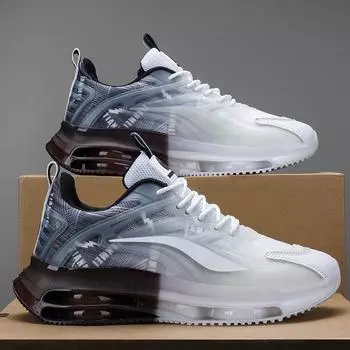 Мужская обувь летняя дышащая кроссовки для бега в средней школе с сетчатой воздушной подушкой подошва из желе амортизация отскок сверхлегкая увеличивающая рост спортивная 30