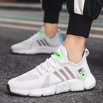 Мужская обувь, летняя дышащая модная обувь, тонкая повседневная сетка с тонкими беговыми светильниками Alpha Coconut 36 белый