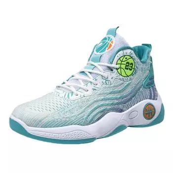 Мужская обувь, летняя дышащая новая спортивная обувь, мужские легкие сетчатые летающие вязаные баскетбольные кроссовки для мальчиков 39 зелёный