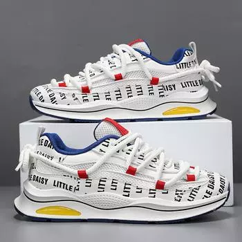 Мужская обувь, летняя дышащая новинка 2024 года, модная универсальная обувь для спорта и отдыха, обувь для бега с мягкой подошвой для папы 39 чёрный