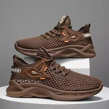 Мужская обувь, летняя дышащая обувь с тонкой сетчатой поверхностью, спортивная повседневная обувь для бега с полой сеткой 39 бежевый