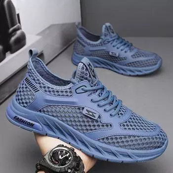 Мужская обувь, летняя дышащая повседневная обувь с сеткой, износостойкая спортивная обувь с сеткой для бега 39