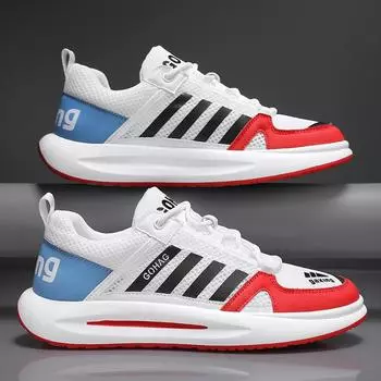 Мужская обувь, летняя, дышащая, сетчатая, модная, брендовая, универсальная, повседневная, кроссовки, спортивная, для бега, мягкая подошва, стильная обувь 39 чёрный