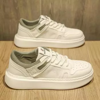 Мужская обувь, летняя, дышащая, сетчатая, низкая, повседневная, маленькая, белая, обувь, продвинутый смысл, универсальная, с толстой подошвой, спортивная, нескользящая, влагостойкая обувь 39