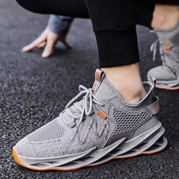 Мужская обувь летняя дышащая сетчатая обувь мужская сетчатая ажурная плетеная тонкая повседневная сетчатая спортивная беговая модная обувь 39 серый