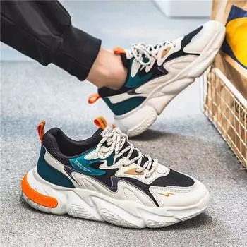 Мужская обувь Летняя дышащая сетчатая обувь Мужские кроссовки Тренд Все усиливает Little White Running Daddy Shoes 39