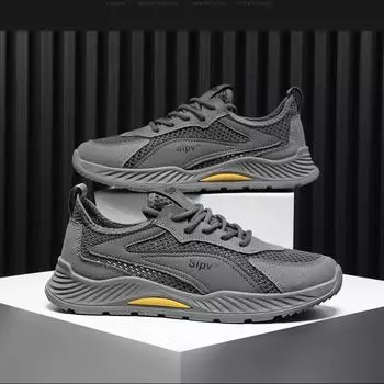 Мужская обувь Летняя дышащая сетчатая тонкая полая сетчатая обувь для бега, отдыха и спорта для мужчин, для работы, охраны труда, обувь Tide 39 серый