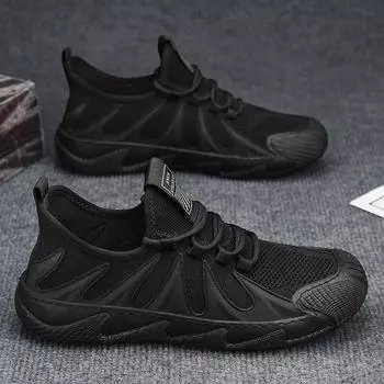 Мужская обувь летняя дышащая тонкая сетчатая дезодорирующая беговая спортивная повседневная сетчатая обувь мужская черная рабочая модная обувь 39