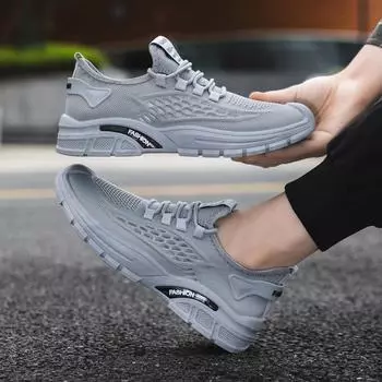 Мужская обувь, летняя, дышащая, тонкая, сетчатая обувь, 2025, новая, мужская, повседневная, большого размера, спортивная обувь с ажурной сеткой 39