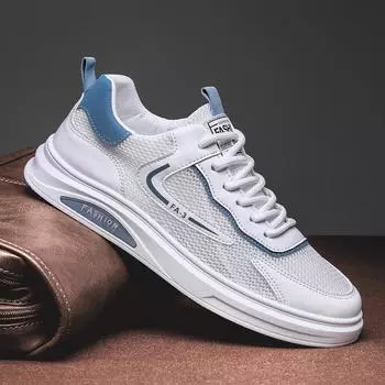 Мужская обувь летняя дышащая тонкая сетка полая сетка спортивная для отдыха дезодорант сетчатая обувь мужская маленькая белая обувь для доски модная обувь 39