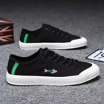 Мужская обувь Летняя дышащая универсальная парусиновая обувь на плоской подошве Тканевая обувь Повседневная прогулочная обувь Tide 39 белый