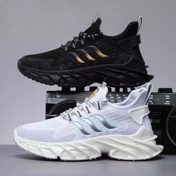 Мужская обувь, летняя дышащая высококачественная повседневная обувь с сетчатой поверхностью, модные универсальные кроссовки для молодых студентов 40 чёрный