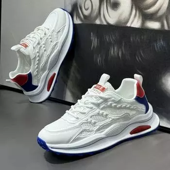 Мужская обувь Летняя низкая толстая подошва спортивная повседневная обувь Модный тренд Универсальная дышащая мужская обувь для папы Мужская 39