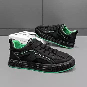 Мужская обувь, летняя, низкая, универсальная, кожаная, легкая, слипоны, удобная, мягкая подошва, обувь для спорта и отдыха 44 чёрный