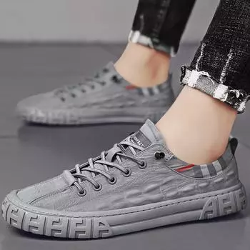 Мужская обувь, летняя новая классическая дизайнерская круглая удобная дышащая модная повседневная обувь, мужская парусиновая обувь высокого качества, маленькие белые туфли 10 серый