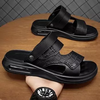 Мужская обувь летняя новая мужская сандалии для вождения на открытом воздухе модный тренд одна педаль повседневная пляжная обувь две тапочки 38