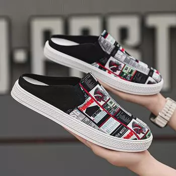 Мужская обувь летняя новая повседневная обувь модная молодежная обувь из парусины корейская версия с одной педалью ленивые туфли 39