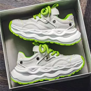 Мужская обувь Летняя обувь на платформе Нескользящая и износостойкая Универсальная повседневная обувь Сетчатая дышащая спортивная обувь 39