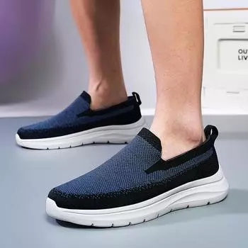 Мужская обувь, летняя парусиновая обувь, дышащие удобные уличные прогулочные кроссовки без шнуровки, классические мужские лоферы 39 темно-синий