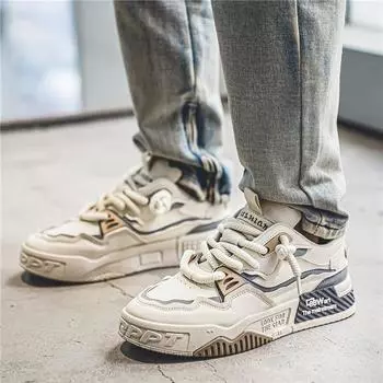 Мужская обувь, летняя, повседневная, на толстой подошве, плоская, нескользящая, молодежная спортивная обувь 39