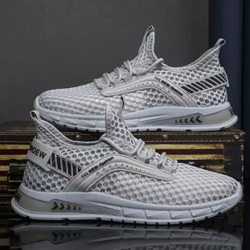 Мужская обувь, летняя повседневная обувь из дышащей сетки 2024 года, новая модная тенденция, мягкая подошва, повседневная мужская спортивная обувь для отдыха на открытом воздухе 39