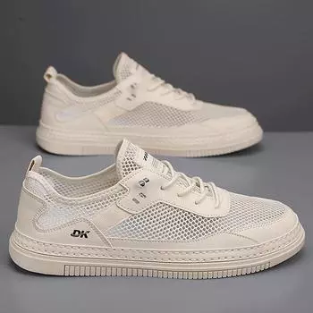 Мужская обувь Летняя повседневная обувь Кроссовки с сетчатой поверхностью Уличная обувь Белые туфли Модные мокасины Zapatos Casuales Модная мужская обувь 39