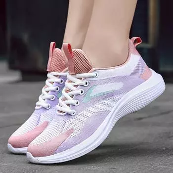 Мужская обувь летняя сетчатая дышащая низкая студенческая модная спортивная повседневная обувь пара кроссовок на воздушной подушке 36 розовый