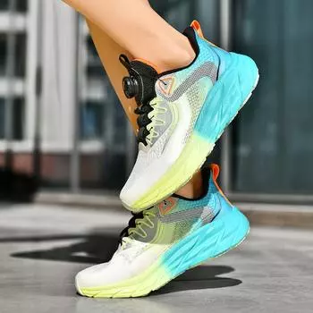 Мужская обувь летняя сетчатая дышащая обувь большого размера мужская и женская спортивная обувь подростковая вращающаяся пряжка мягкая подошва кроссовки 36