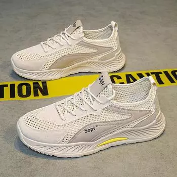 Мужская обувь Летняя сетчатая дышащая полая сетчатая обувь Модная повседневная спортивная мужская рабочая удобная вулканизированная обувь 39 серый