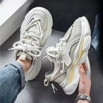 Мужская обувь, летняя сетчатая дышащая спортивная и кроссовка для бега на толстой подошве, увеличивающая рост 39